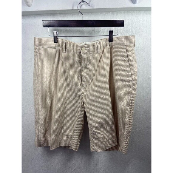 POLO By POLO BY RALPH LAUREN MENS 38 X 9 SEERSUCKER BROWN STRIPED SHORTS - Picture 1 of 3